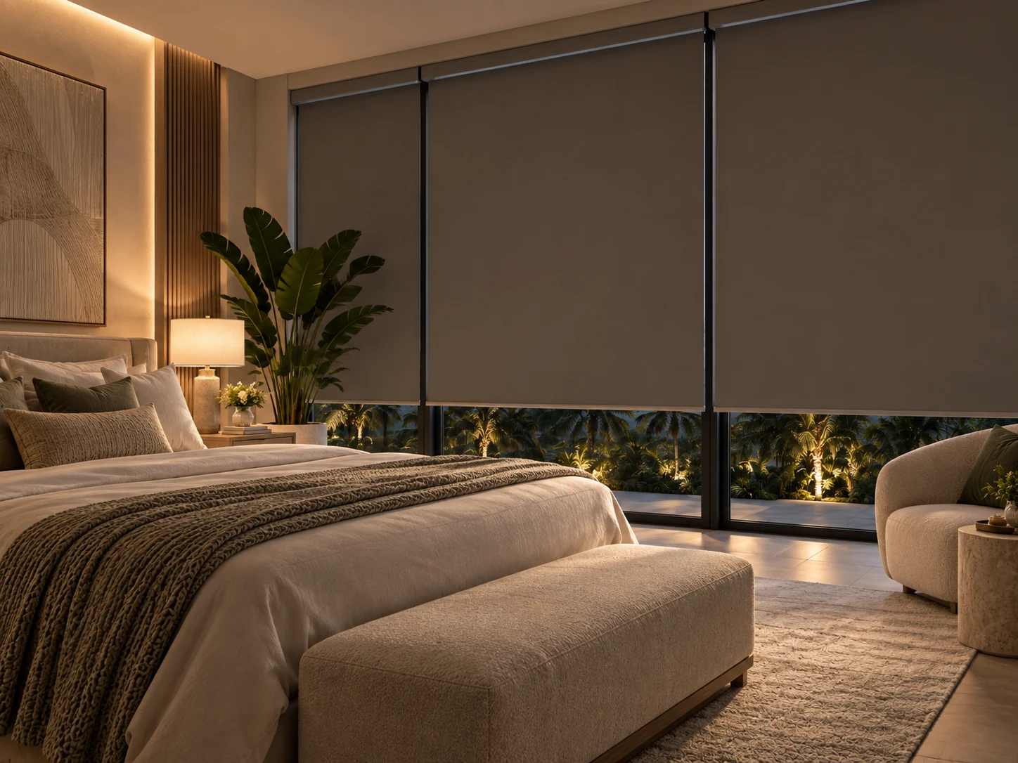 Blackout shades in a Kendall bedroom